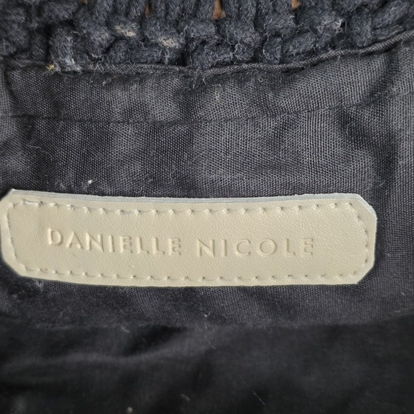 Danielle Nicole Macrame Crochet Black Bag With Wood Handle & Crossbody Strap - Picture 5 of 14